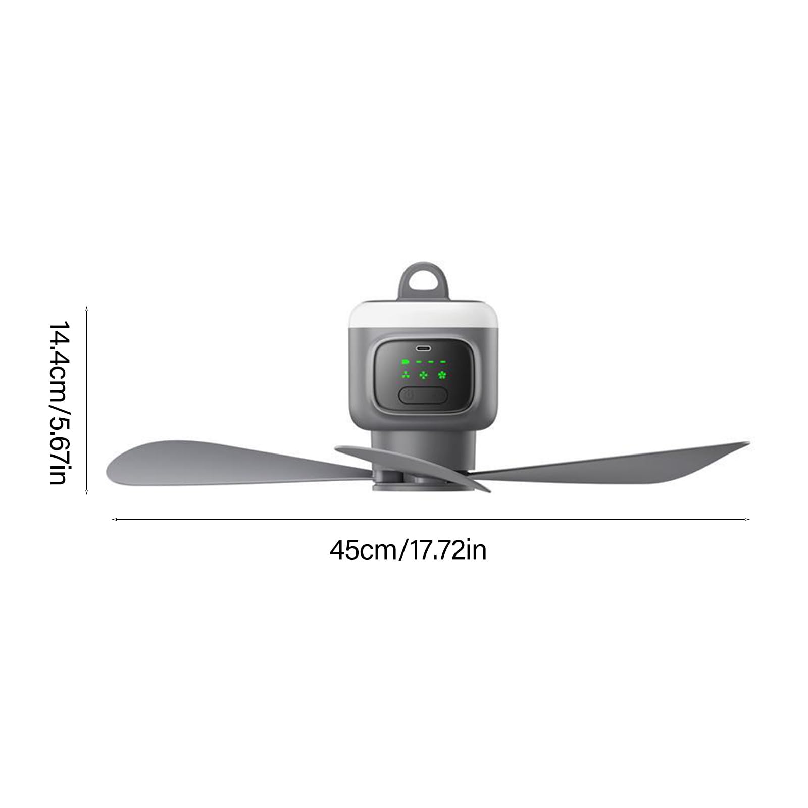 Ventilatore da soffitto con telecomando con luce regolabile, ricarica USB, modalità a 3 velocità per tende, cantieri, raffreddamento interno, luce da campeggio ricaricabile con ricarica USB