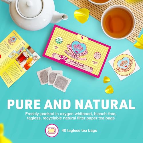 Rooibos Rocks Caffeine Free Chai Rooibos 40 Tea Bags – Ethically Farmed, Usda Organic Chai Tea Bags thumb #2