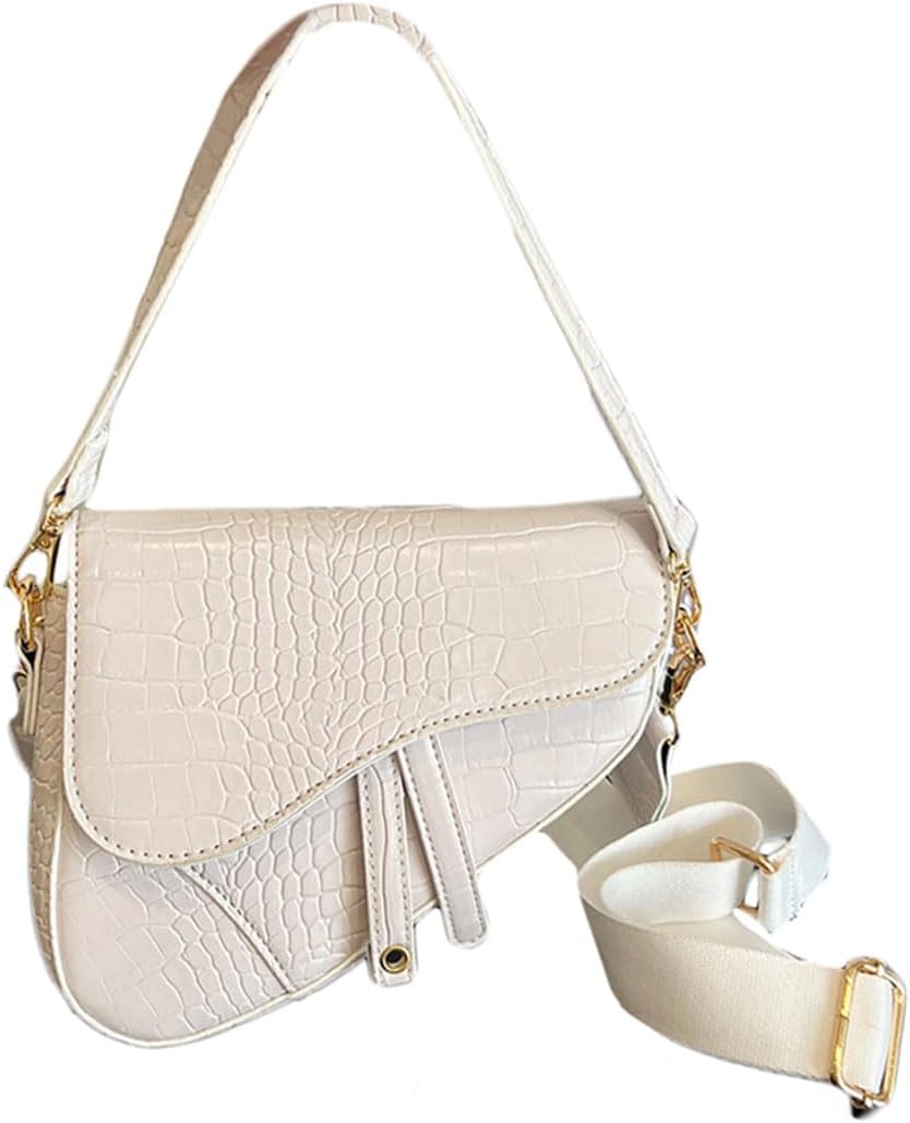 PURFANREE Women Trendy Saddle Shoulder Bag Clutch Purse Underarm Handbag Satchel HandBag Crossbody Bag