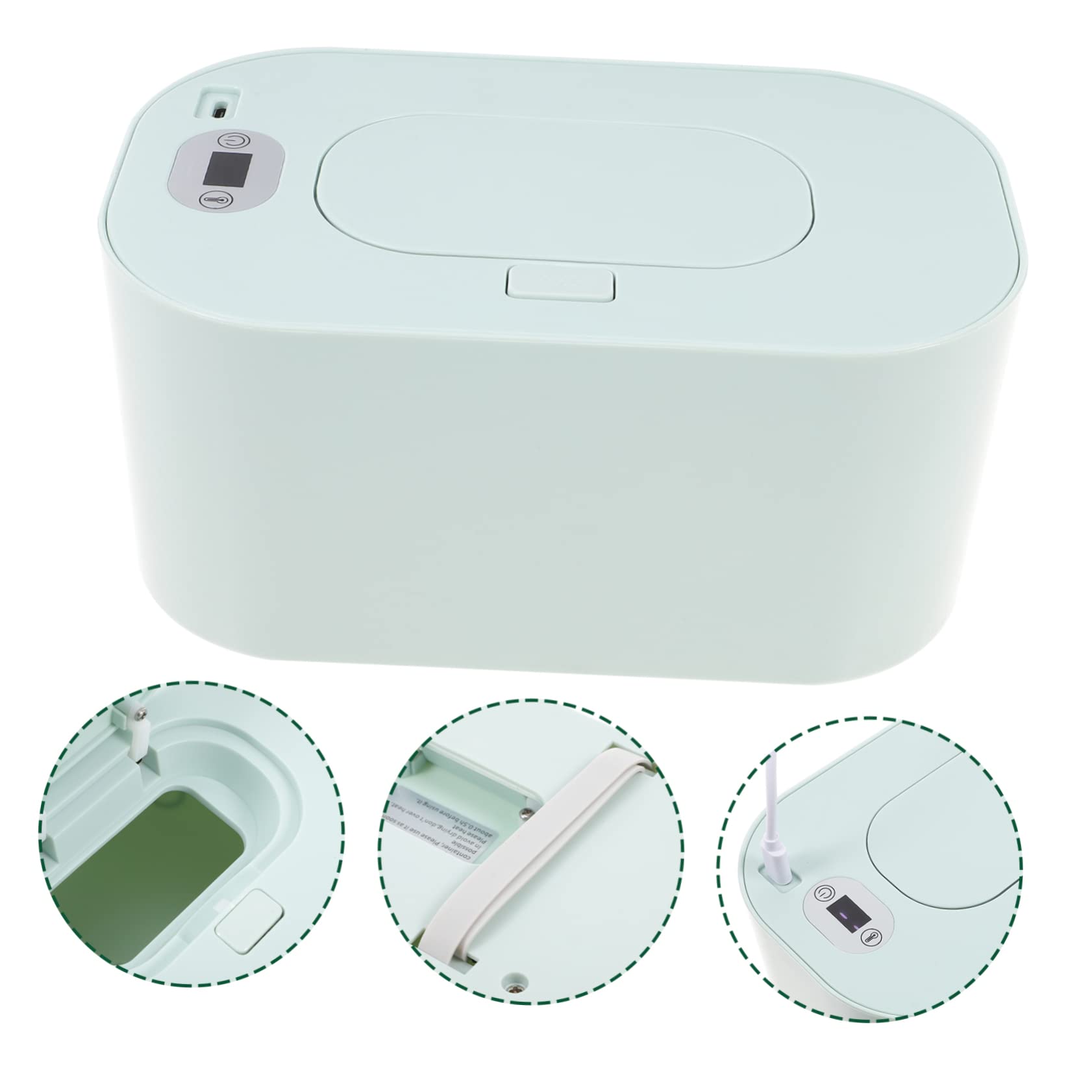 Tragbarer USB Feuchttuchwärmer für Babys, Grün, Temperaturwählbar