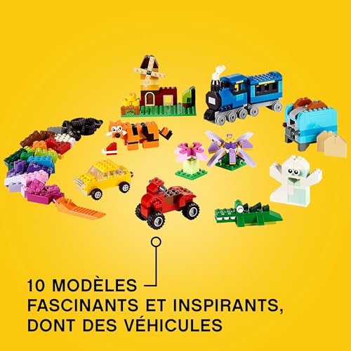 LEGO 10696 Classic La Boîte de Briques Créatives, Jouet et Ensemble de Rangement avec Briques, Roues, Fenêtres, Idée Cadeau Anniversaire, Enfants 4 Ans – Image 4