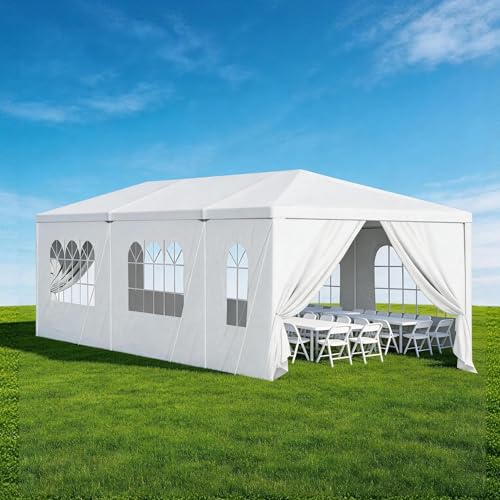 10x30 White Canopy Tent with 8 Removable Sidewalls and...