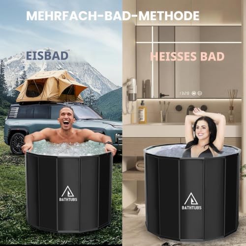 STARBRILLIANT Upgrade-Portabel-Badewanne Erwachsene（80x66 CM）-Faltbare Kältebadewanne zur Erholung - Zusammenklappbare Badewanne für Dusche/SPA Outdoor - Eisbad für Sportler