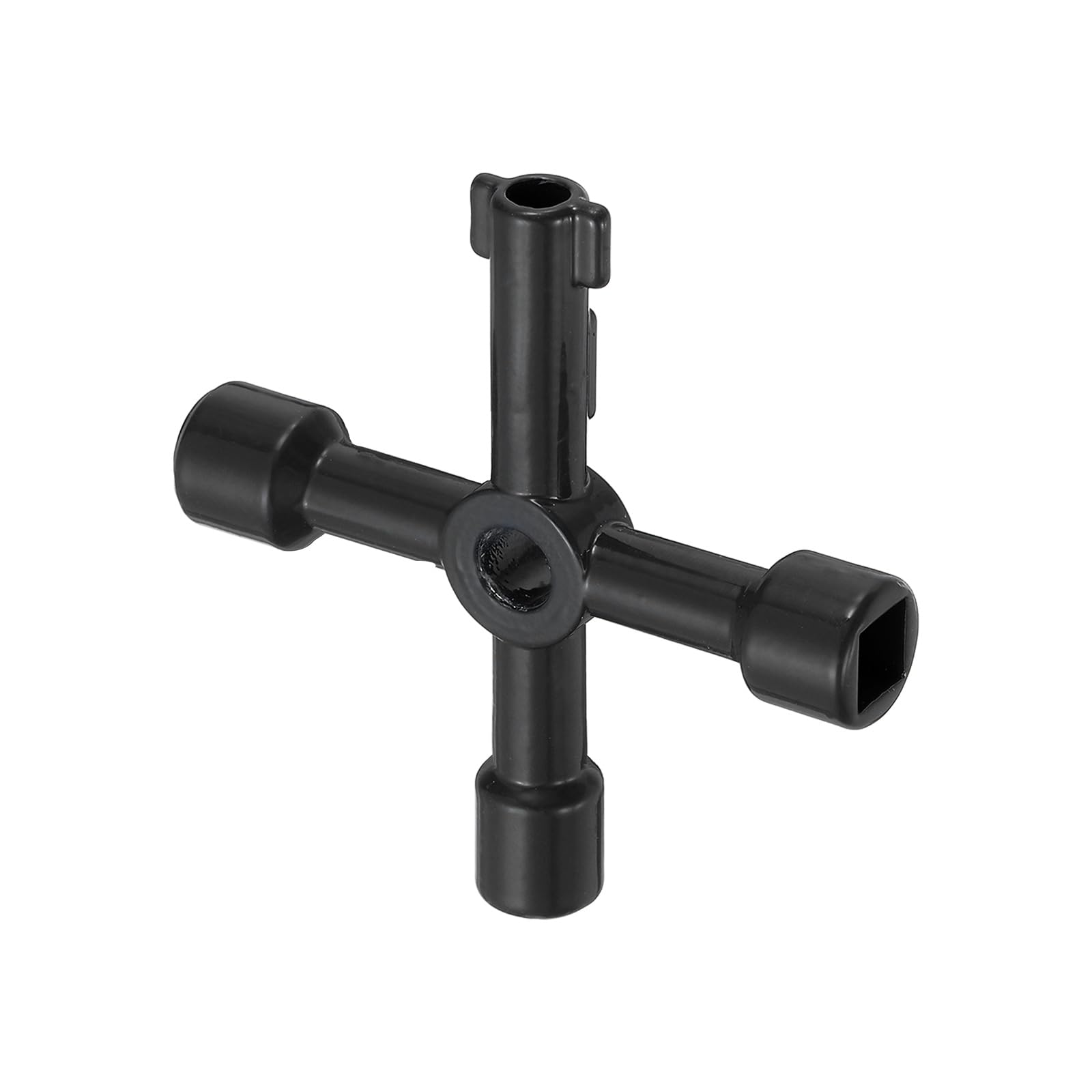 PATIKIL 4 in 1 Universal Utility Key, Zinc Alloy 4 Way Water Meter Gas Valve Key Electrical Cabinet Wrench Key for Multifunctional Elevator Operator, Black, Style A