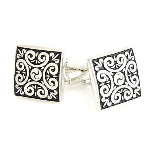 Contemporary Silver Black Metal Art Cufflinks for Men-image-21
