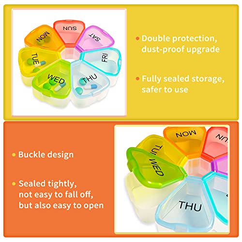 Pill Organizer, Weekly Pill Organizer, Pill Box, Medicine Organizer, Pill Case, Pill Container, Pill Box 7 Day, Pill Holder, Travel Pill Case (Colorful) #TOP4