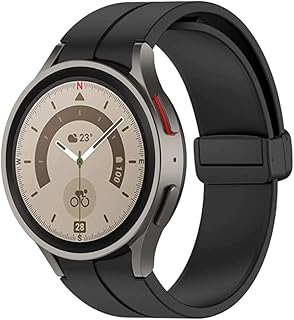 Ailierr Watch Band for Samsung Galaxy Watch 5 Pro Band 20mm Sport Silicone strap magnetic folding buckle (Black)