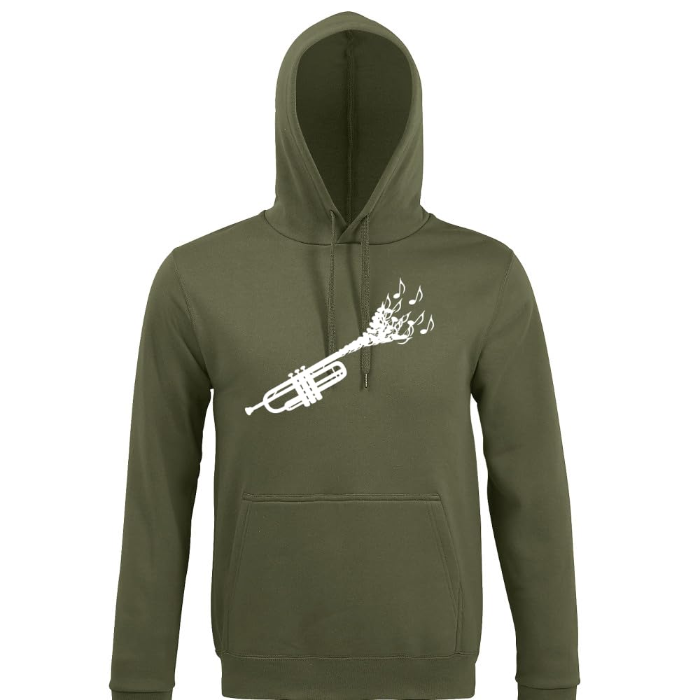 Trompeta de partituras hombres con capucha sudadera con capucha, militar, XXXXL