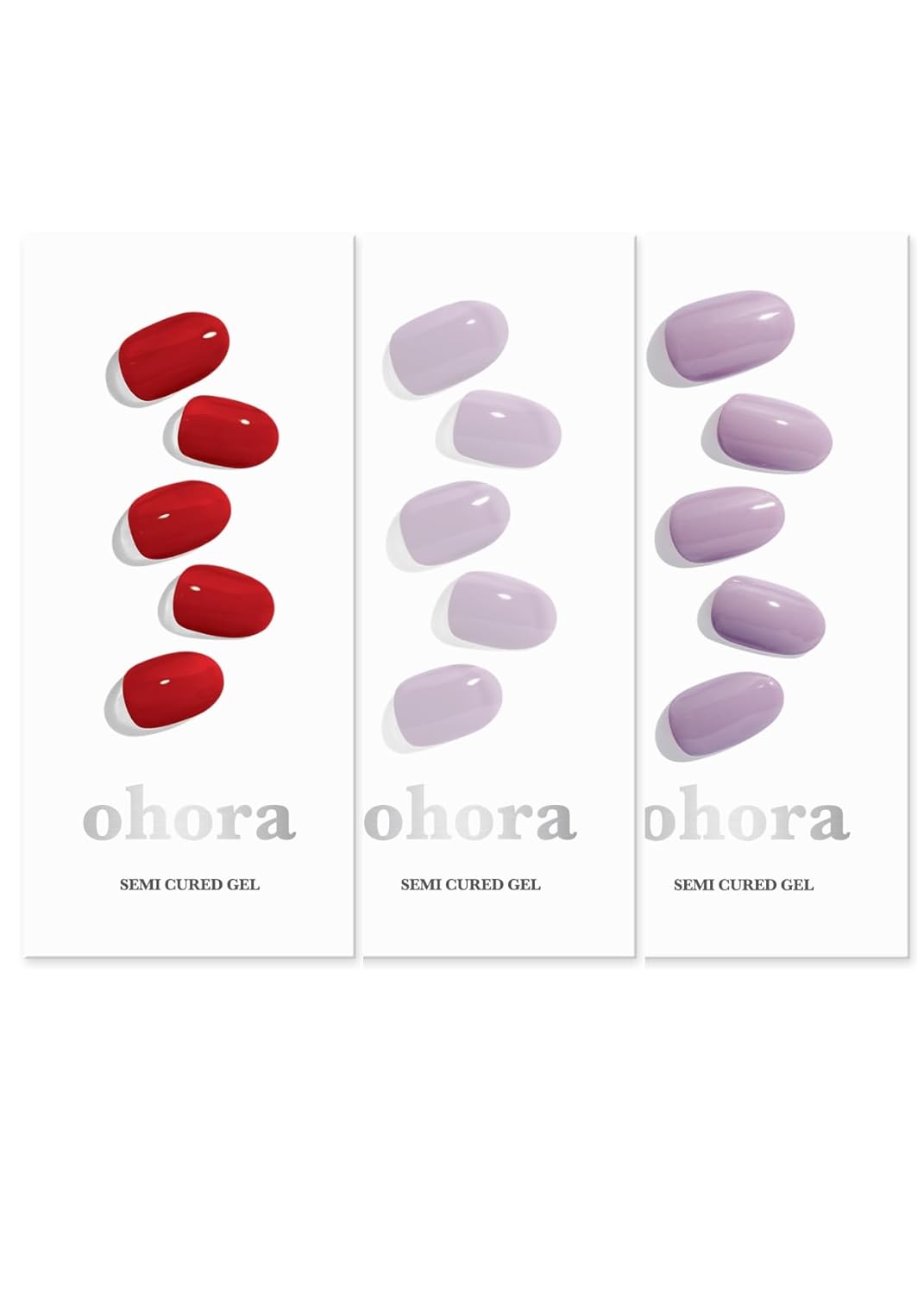 ohora Semi Cured Gel Nail Set of 3 (N Addict & N Cream Lavender & N Blueberry Jam) - Professional Salon-Quality Nail Care