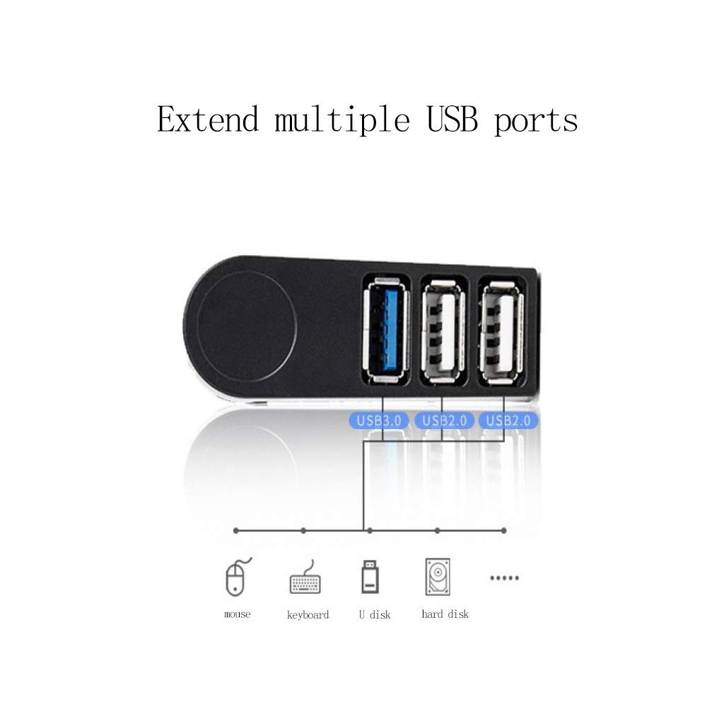 JJ&D USB 3.0 Hub for Mac and Windows OS 3 Port Mini Portable Fast High Speed Bus Powered Data USB Hub Transfer (Compatible with Windows, macOS & Linux, USB 2.0 Backwards Compatible) (Black)