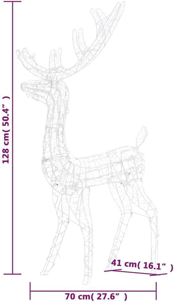 vidaXL Reindeer Christmas Decoration, Pre-Lit Christmas Lighting with 140 LEDs, Xmas Decoration for Indoor Outdoor, Holiday Ornament, Warm White