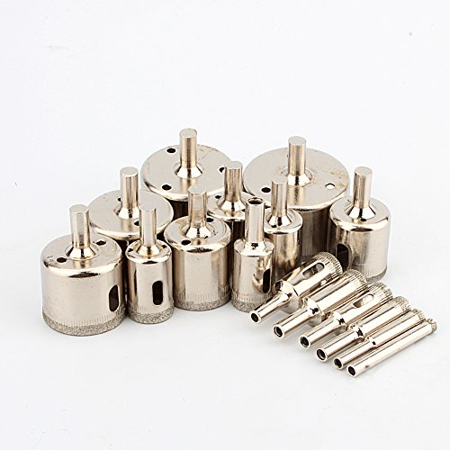 Yosoo 16pcs/Set Coated Drill Bit Hole Saw Set 6-50mm, Wet Use for Tiles, Glass, Fish, Marble, Granite, Ceramic