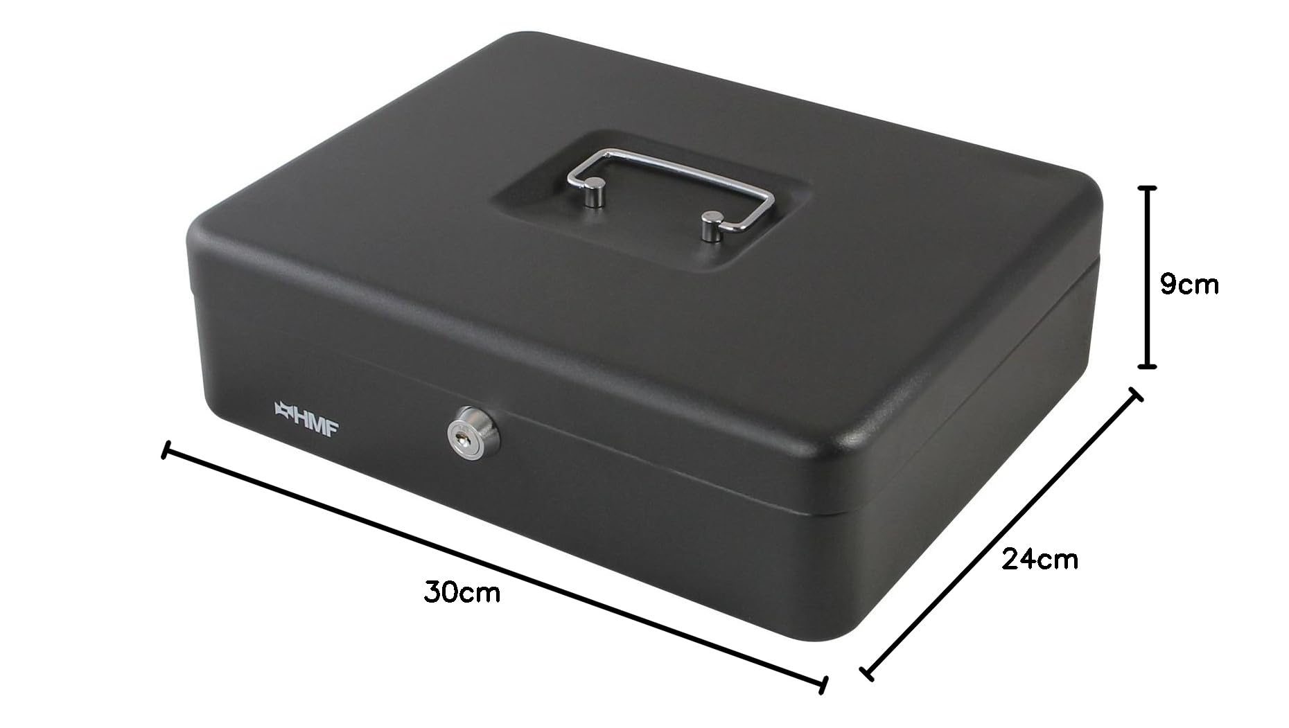 HMF 108-02 Caisse à Monnaie monnayeur 30 x 24 x 9 cm noir