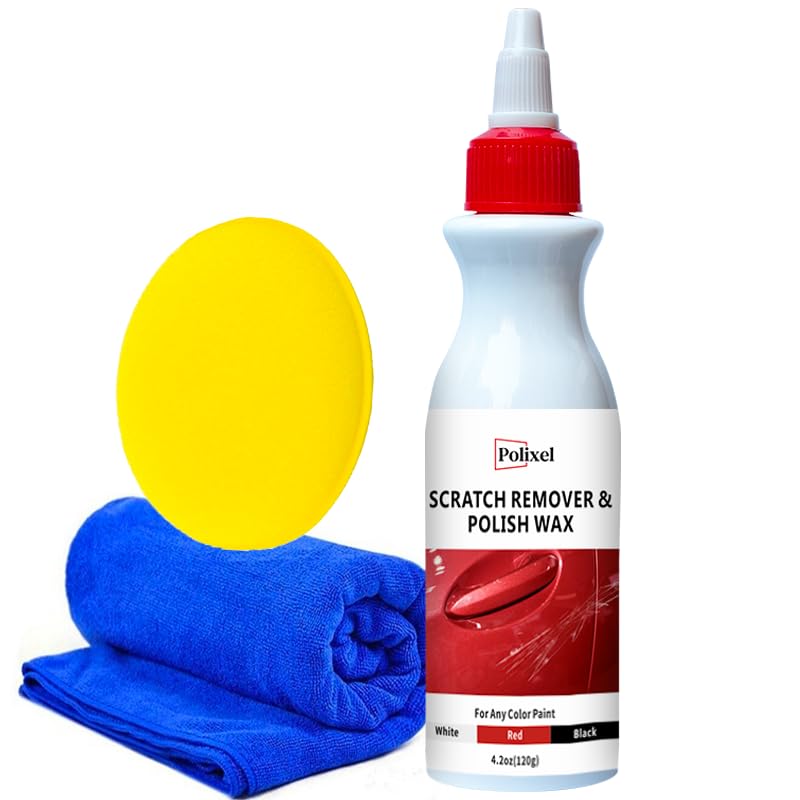 POLIXEL Car Scratch Remover Wax & Rubbing Compound for Car Scratches Scuff & Swirl Remover with Paint Scratch Repair Paste Safe on All Cars, SUVs & RVs Complete Kit with Polishing Pad & Towel 4.2 oz