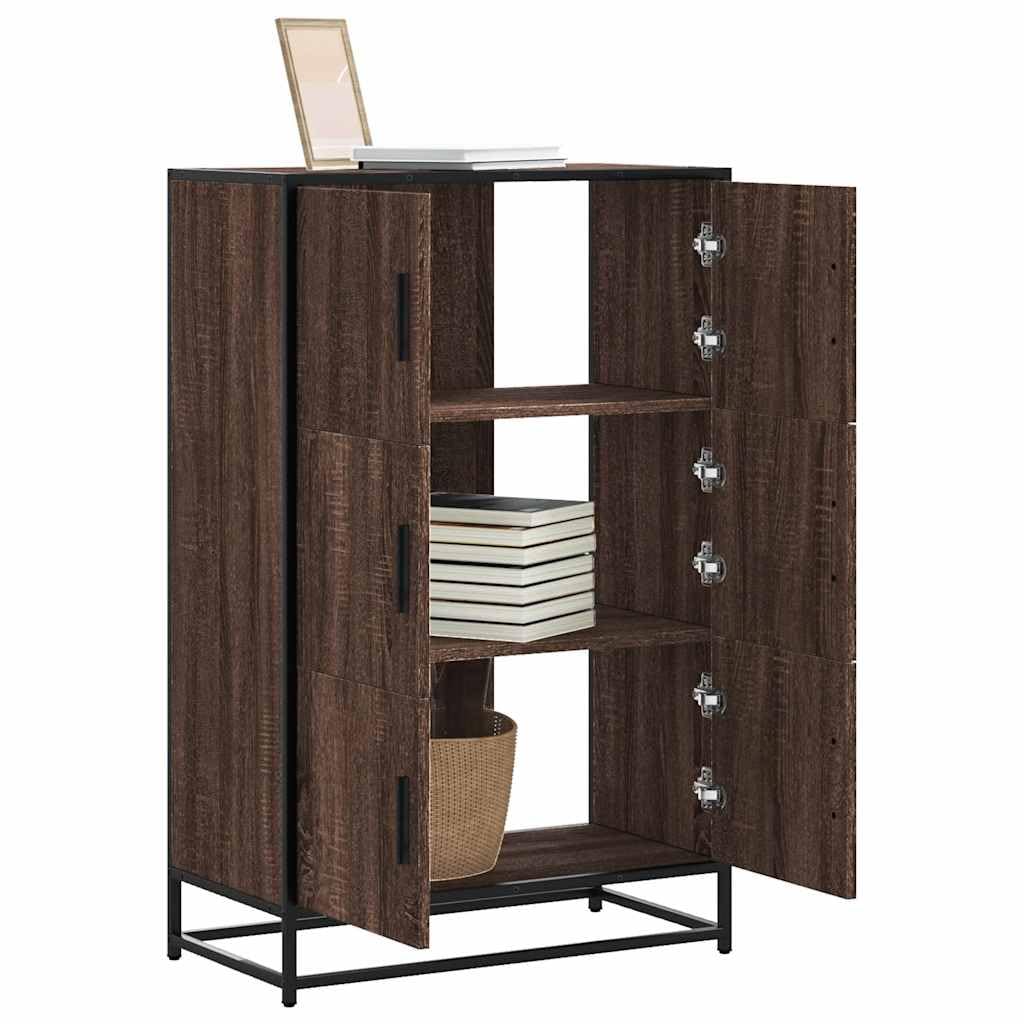 Mobiletto alto effetto rovere, 68 x 35 x 106,5 cm, in legno | Elegante armadietto per soggiorno e corridoio, spazio strutturale su 3 livelli con robusta struttura in metallo.