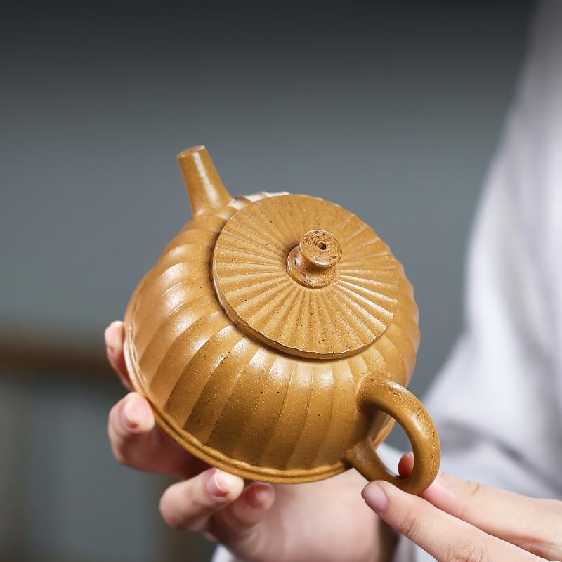 Chinesische handgeschnitzte Retro-Teekanne aus Keramik, handgefertigte Teekanne für den Haushalt, Teeservice, Teezeremonie, tragbare Reise-Teekanne, Teekanne für losen Tee (220 ml)
