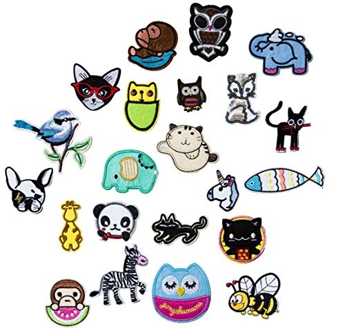 Set of 22 Assorted Embroidery Applique Decoration DIY Patch Animal Panda Dog Funny