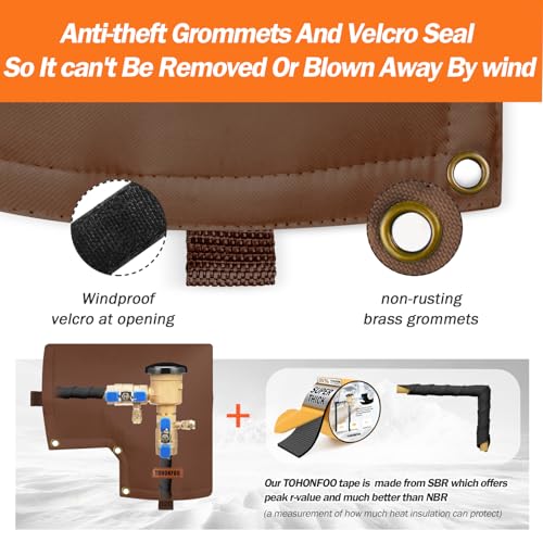 Image of Backflow Preventer Insulation Cover for Vacuum Breaker, 13 inchW x 12 inchH, Brown