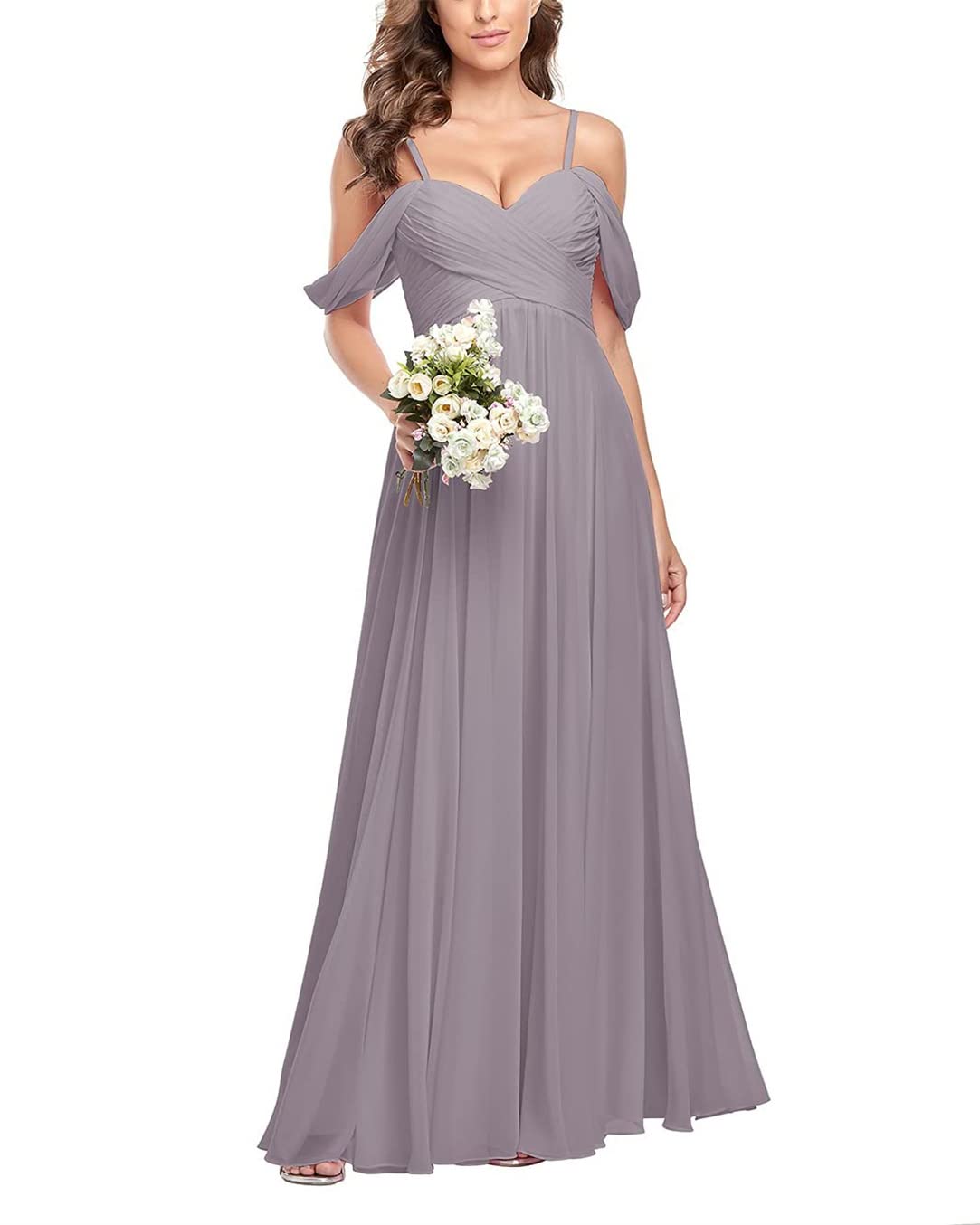 Hppee Women's Wisteria Bridesmaid Gowns For Pleated Sleeveless Spaghetti Straps Simple Empire Waist Sweetheart Wedding Dress For Bride Uk12