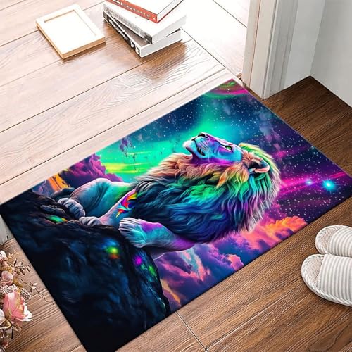 Tapis de salon 3D anti-fatigue et facile à nettoyer tapis lion antidérapant pour entrée - 4