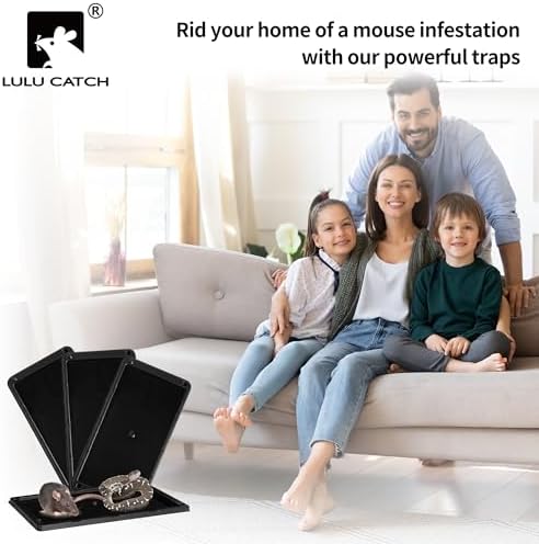 LULUCATCH Mouse Traps 4 Pack, Larger Heavier Glue Traps for Mice, Rat & Snakes, Non-Toxic Sticky Mouse Traps Indoor for Home & Kitchen, Easy to Set — view 6