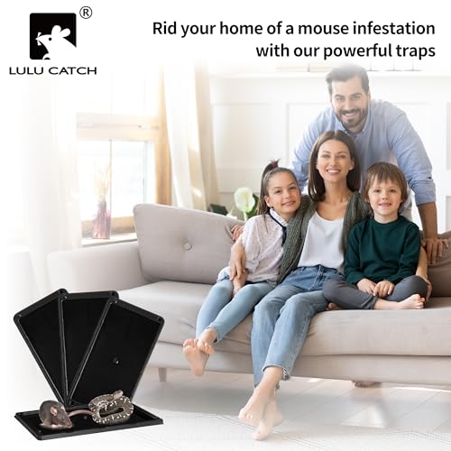 Image of LULUCATCH Mouse Traps 4 Pack, Larger Heavier Glue Traps for Mice, Rat & Snakes, Non-Toxic Sticky Mouse Traps Indoor for Home & Kitchen, Easy to Set