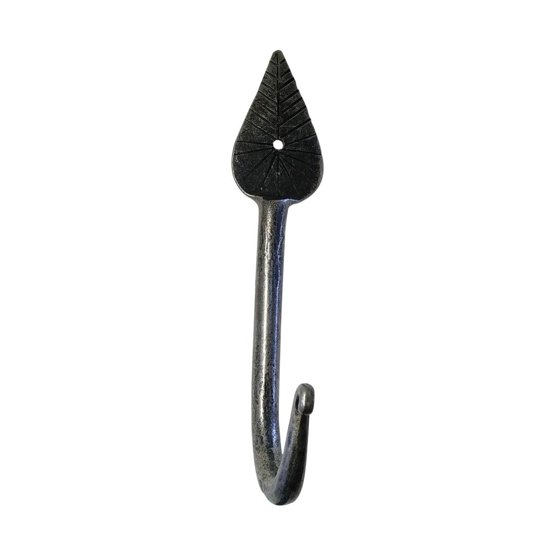 Infinity Decor Hand Forged Wrought Iron Coat Hook for Coats, Towels, Scarves | Vintage Forged Metal Decorative Hooks | Pewter Finish (IRH604)