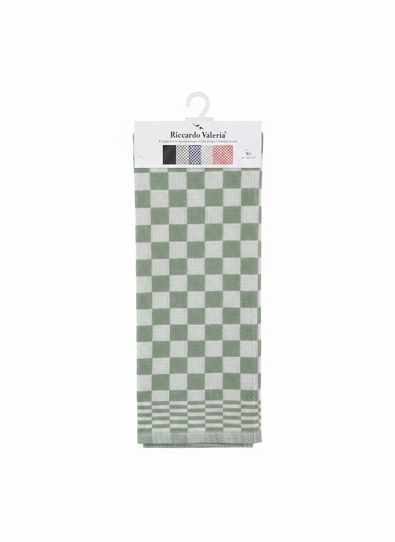 StylemyBedroom Pack of 3 Large Cotton Terry Tea Towel, Kitchen Towel, Dish Cloth, 50x50cm (Green)
