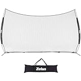 ZELUS 16x10 ft Barricade Backstop Net, Ball Sports Barrier Net, Practice Net for Baseball Softball Lacrosse Soccer and More, Mini Soccer Goal and Baseball Training Equipment for Kids and Adults, Black