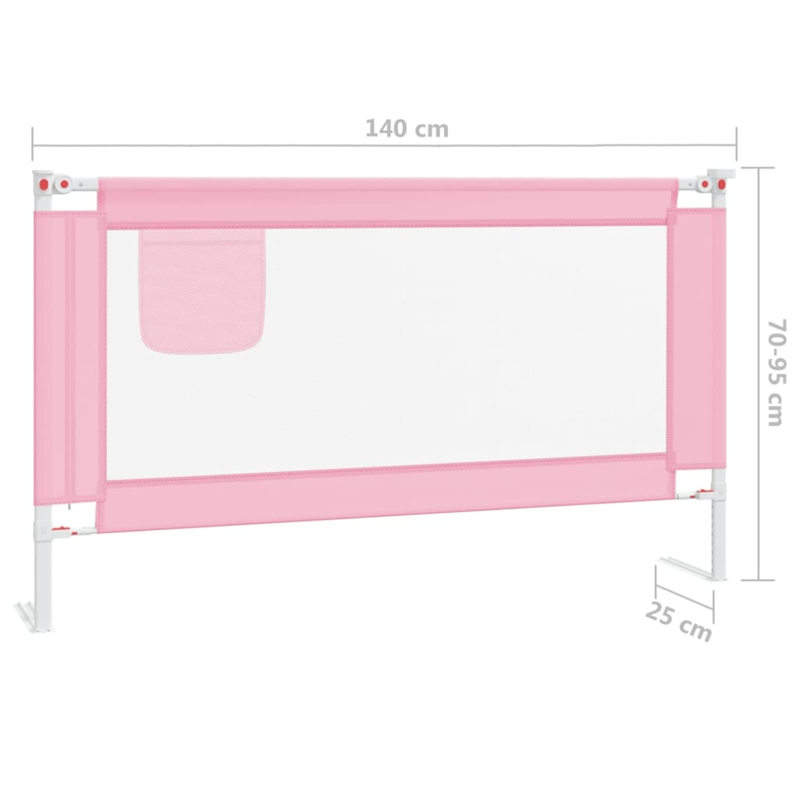 MOONAIRY Barandilla de Seguridad Cama de niño, Barandilla Cama Niño, Barrera Cuna, Defensa Extensible, Barandilla Sofa, Rosa Tela 140x25 cm