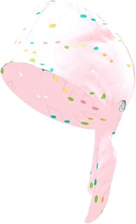Working Caps with Button, Adjustable Sweatband Scrub Cap Tie Back Pink Music Working Hats for Women Men