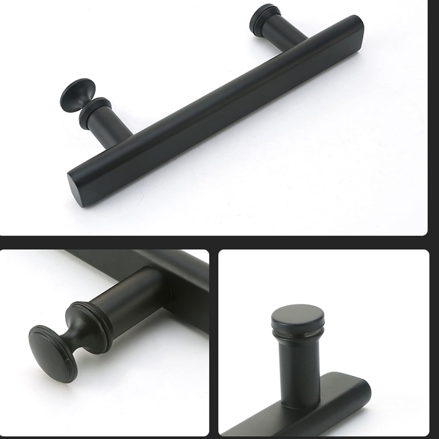 Shower Glass Door Handle Pull Push Door Handles, SUS304 Stainless Steel Matte Black Finish Doorknob/Grip (Size : 145mm)