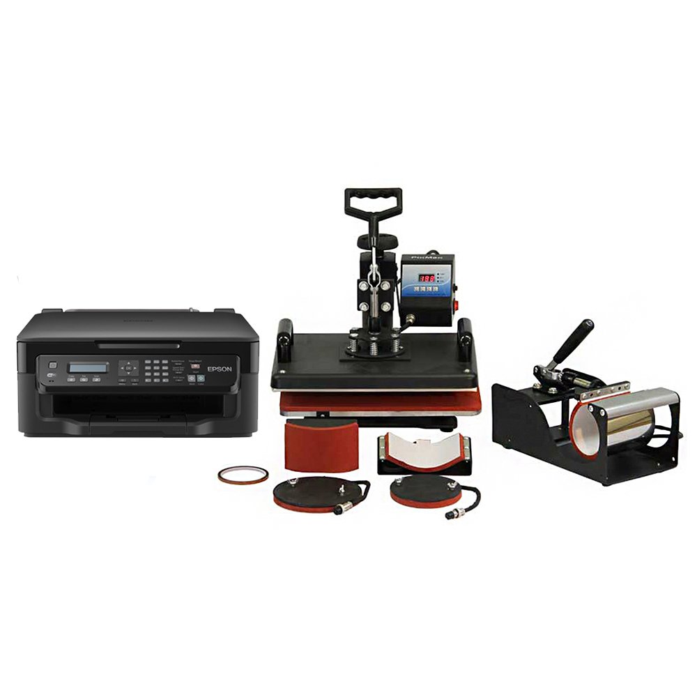Set termopresse 5in1 Macchina per la sublimazione magliette, cappellini, tazze Macchina a trasferimento di calore stampa sublimatica su molti accessori personalizzabili Stampante GRATUITA