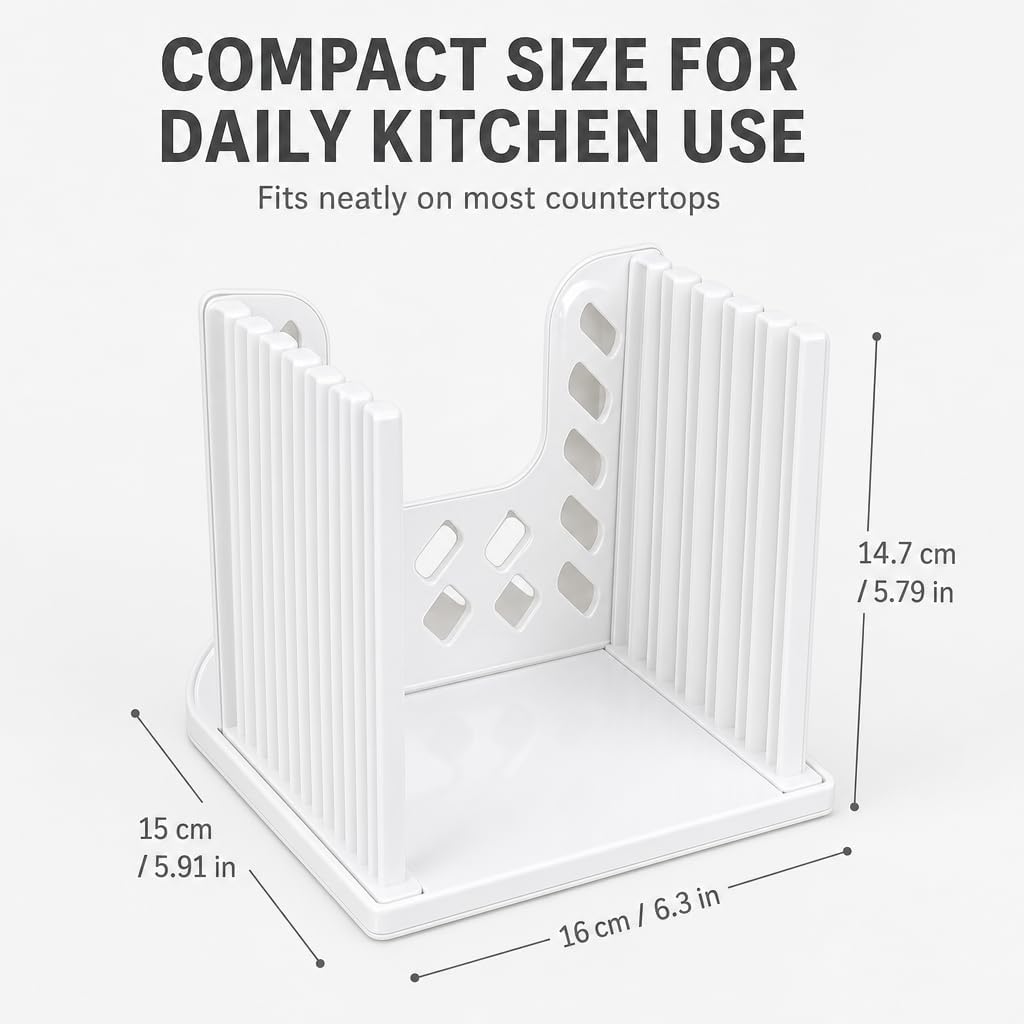 Adjustable Bread Slicer for Homemade Bread, Foldable Bread Cutting Guide with Width Adjustment for Sourdough, Bagels, Cake, Sandwiches – Compact Kitchen Baking Tools & Gadgets