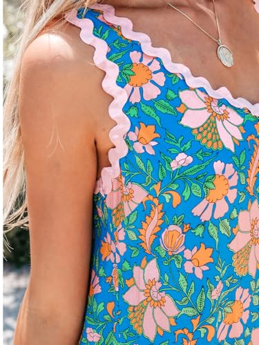 Image of CUPSHE Women's Floral Lace Trim Mini Dress Cover Up Sleeveless Beach Spring Summer Dresses