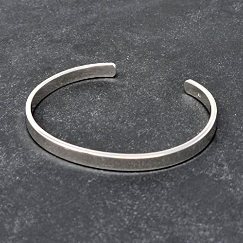 Men's Solid 925 Sterling Silver Bangle, Plain Silver Cuff Bracelet4