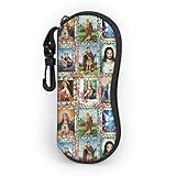 sherry-shop Katholische Heilige Bilder Collage Outh Sonnenbrille Soft Case mit Gürtelclip, leichte weiche Schutzbrille aus Neopren mit Reißverschluss, 17 cm × 8 cm