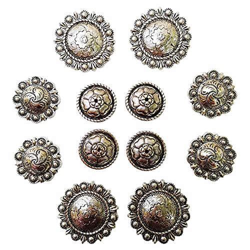 Towonder Western saddle horse tack antique engraved berry conchos screw