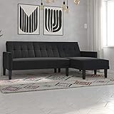 DHP Haven Small Space Sectional Sofa, Dark Gray Linen Futon,