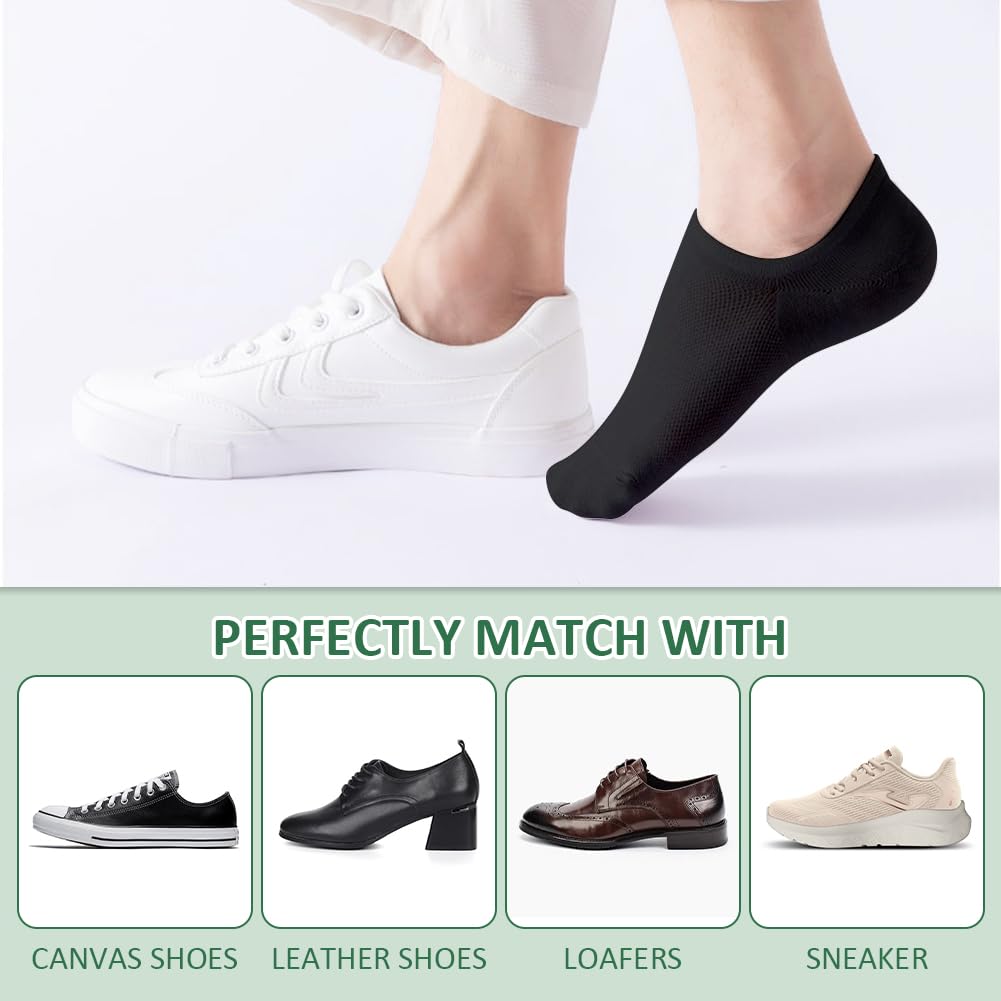 OFFCUP Bambusowe skarpety do sneakersów, 6 par skarpet do kostek, niewidocznych skarpet, wkładki, skarpety o niskim kroju, dla kobiet i mężczyzn, trampki, mokasyny i buty do łodzi, do biegania, na