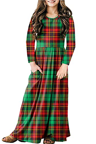 Image of Deerose Girls Maxi Dress Short Sleeve Casual Long Dresses with Pockets 5-14 Years