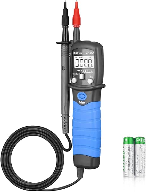 Digital Pocket Multimeter Auto Ranging Multi Meter Electric Probe Tester Kit, Kethvoz 38C Pen-type Voltage Resistance Capacitance Continuity Diode Tester with Buzzer Backlit LCD Screen and Torch