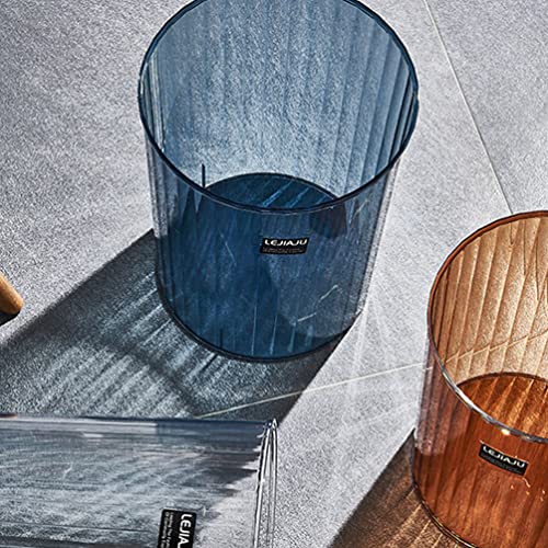 Zerodeko Clear Trash Can Plastic Wastebasket Round Garbage Container Bin Small Trash Bin For Home Bathroom Bedroom Kitchen College Dorm Office Craft Room Blue #TOP1