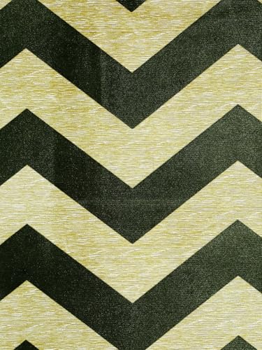 Image of Home Sizzler 2 Pieces Solid Patch Zigzag Print Eyelet Polyester Window Curtain - 5 Feet, Green