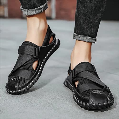Men Sandals Casual Beach Shoes Male Outdoor Slippers Sport Leather Non-Slip Flats Plus Size(44)2