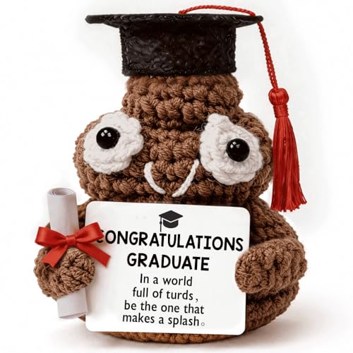 WJPOQ 2026 Funny Emotional Support Crochet Poo Graduation Gift for Her Him, End of Year College University Middle High School Graduation Gift for Daughter Son Teens Sister Friends Coworker