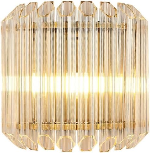 Genérico Lámparas de pared cristal modernas, apliques dorados, lámpara LED tubo largo vidrio, tocador espejo compatible con sala estar y dormitorio,araña de cristal