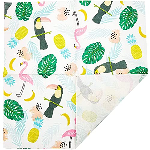 Tropical Paper Napkins For Birthday Party (6.5 X 6.5 In, 100 Pack) #TOP3