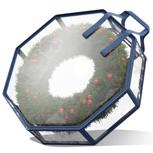 Image of Hearth & Harbor Wreath Storage Container - Clear Christmas Wreath Storage Bag, Dual Zipper and Handles - 36 inch Premium Wreath Storage Organizer Box