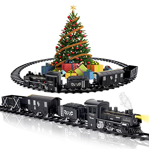 Train Set for Kids - CATTA Steam Christmas Train Toy for Toddler Boys Girls, Electric Toys Train Sets with Carriages and Tracks for 3 4 5 Year Old and Up